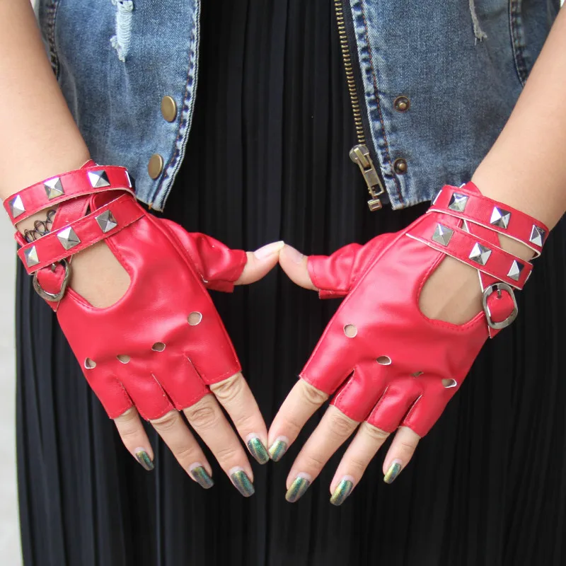 Новые готические панковские крутые женские сексуальные диско-танцевальные рок-н-ролл короткие перчатки из искусственной кожи без пальцев