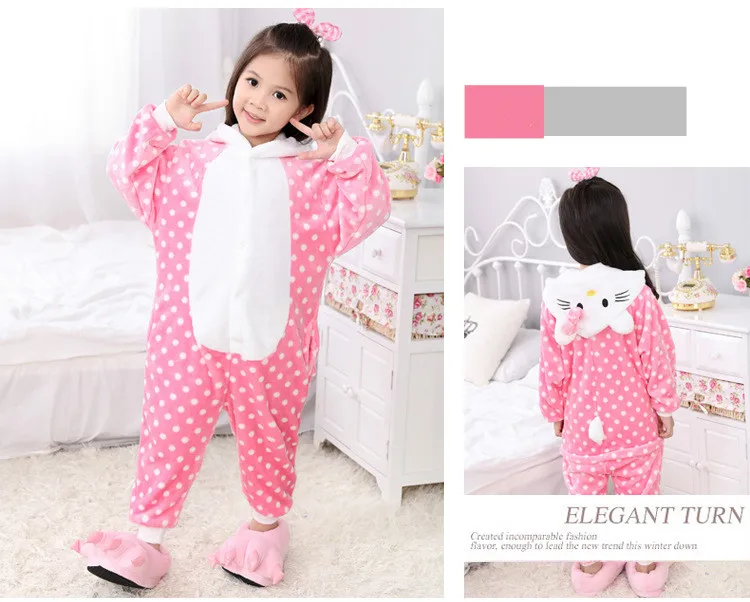 Пижамы для маленьких мальчиков и девочек; зимняя детская фланелевая теплая одежда для сна с единорогом, пингвином, стежком, пандой; Пижама с Тоторо для детей
