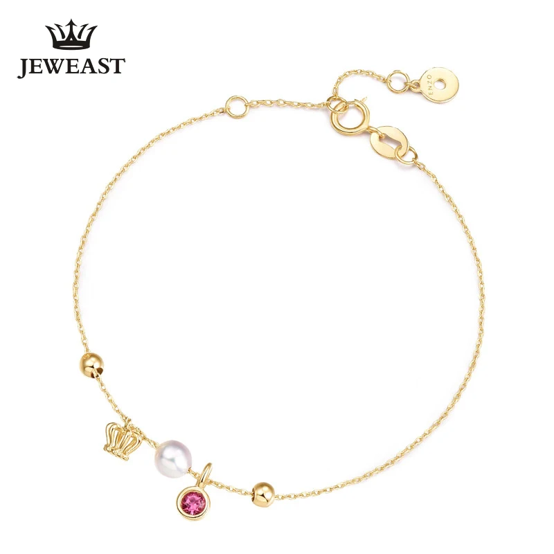 

Natural Pearl/tourmaline 18k Pure Gold Female Bracelets Fine Jewelry Gift Girl Thin Trendy Solid 750 Real Bangle Party Good Nice
