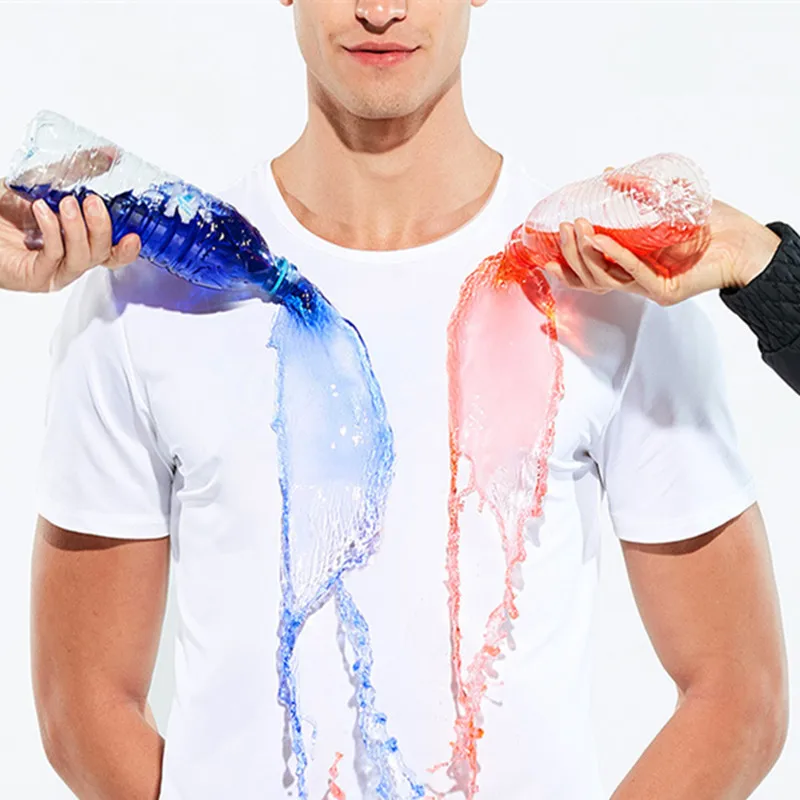 2018 Waterproof Mens Shirt Antifouling COOL Jersey Slim T shirt O neck Fitness Quick Dry Loose