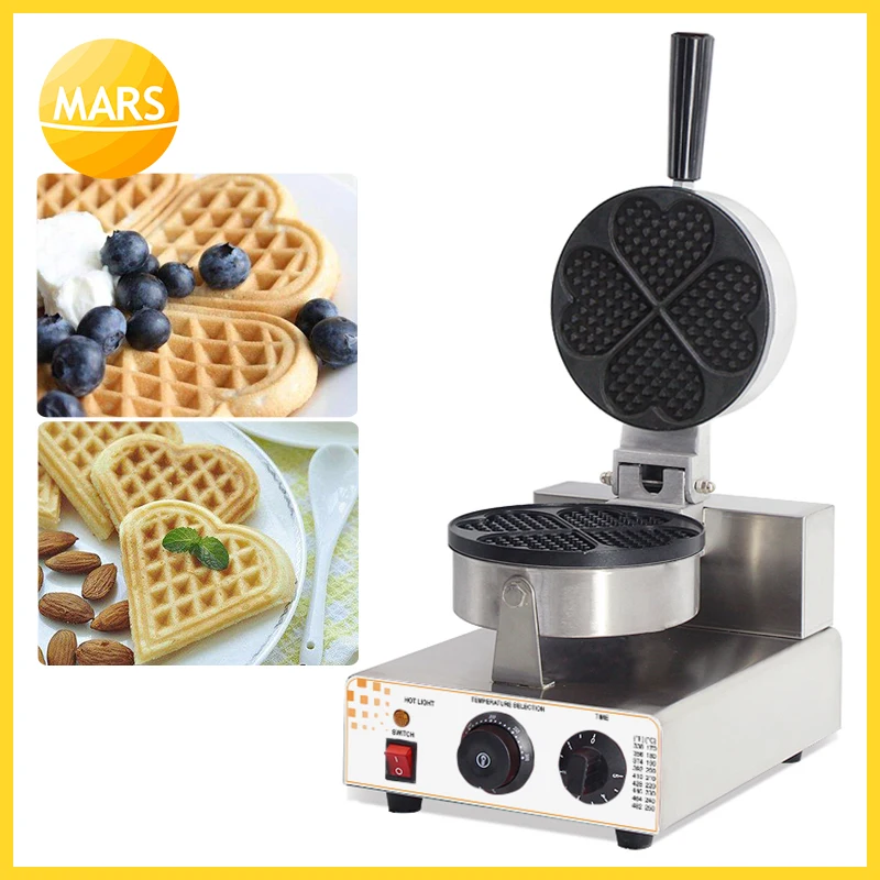 Mars Commercial Electric Heart Waffles Maker Mini Waffle Iron Machine Baker Toaster Griller For