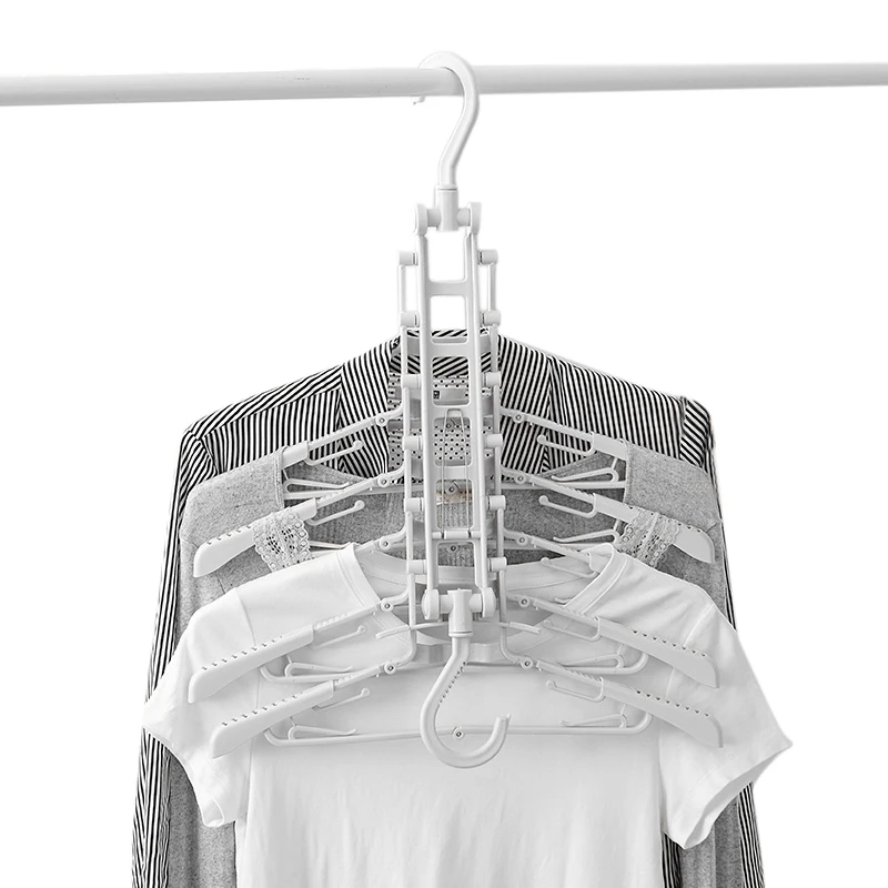 

Hot Sale Folding Portable Hanger Clothing Wardrobe Storage Adjustable Multi-function Hanger Space Saving Hanger Scarf Organizer