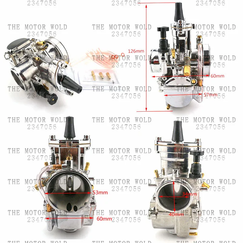 Серебряный 34 мм PWK Карбюратор Carb с силовой струей гоночных мотороллеры изменить части