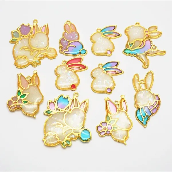 

Different Rabbits Metal Frame Pendant Charm Bezel Setting Cabochon Setting UV Resin Jewelry Making