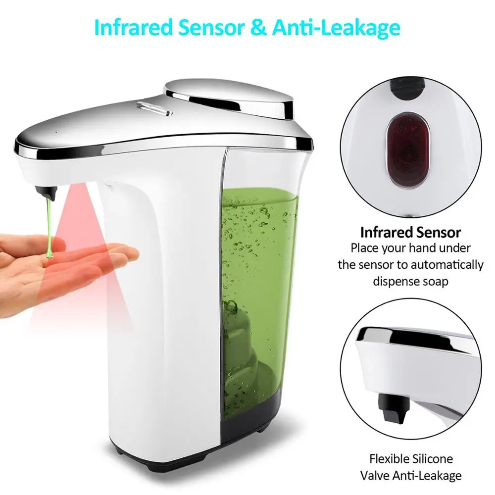 

480ml Automatic Sensor Touchless Hands free Sanitizer Soap Liquid Soap Dispenser