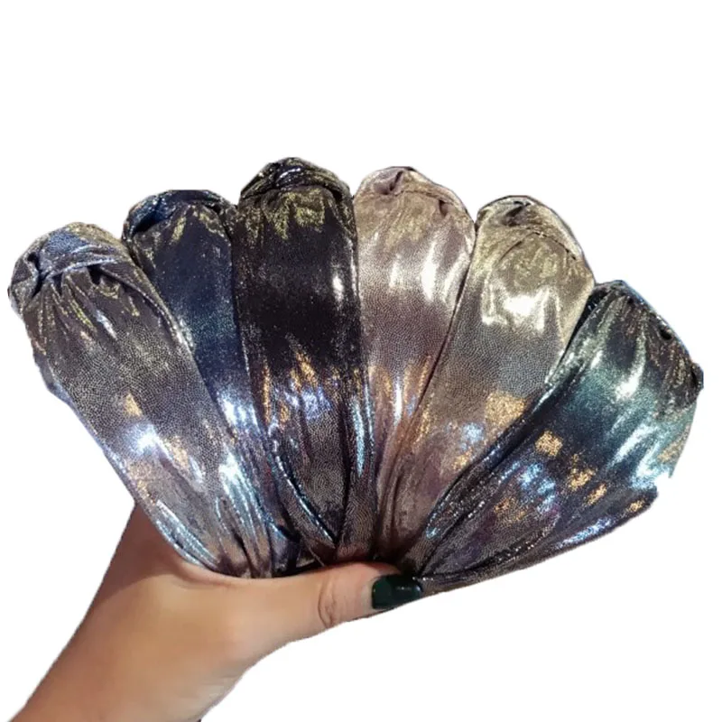 

Retro Temperament Gilding Fabric Middle Knot Hairbands For Women Wide Side Hoop Super Flash Fashion Hair Accessories Headband