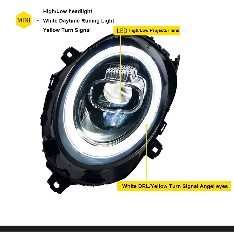 

Car For 2013-2018 Mini F56 cooper headlights For F56 ALL LED head lamp Angel eye led DRL front light Bi-led Lens dynamic turn