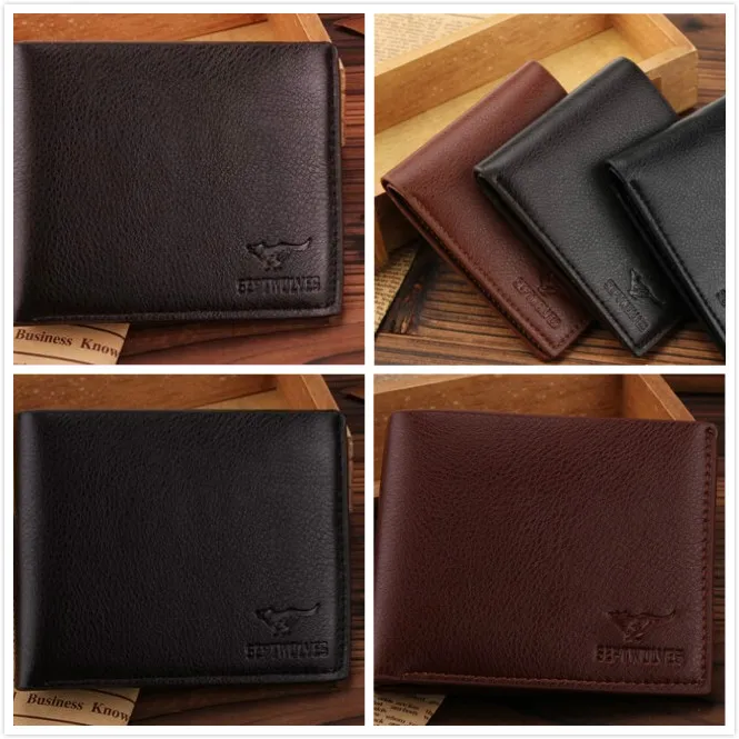 High end men's 100 Leather wallet men glossy surface leather wallet