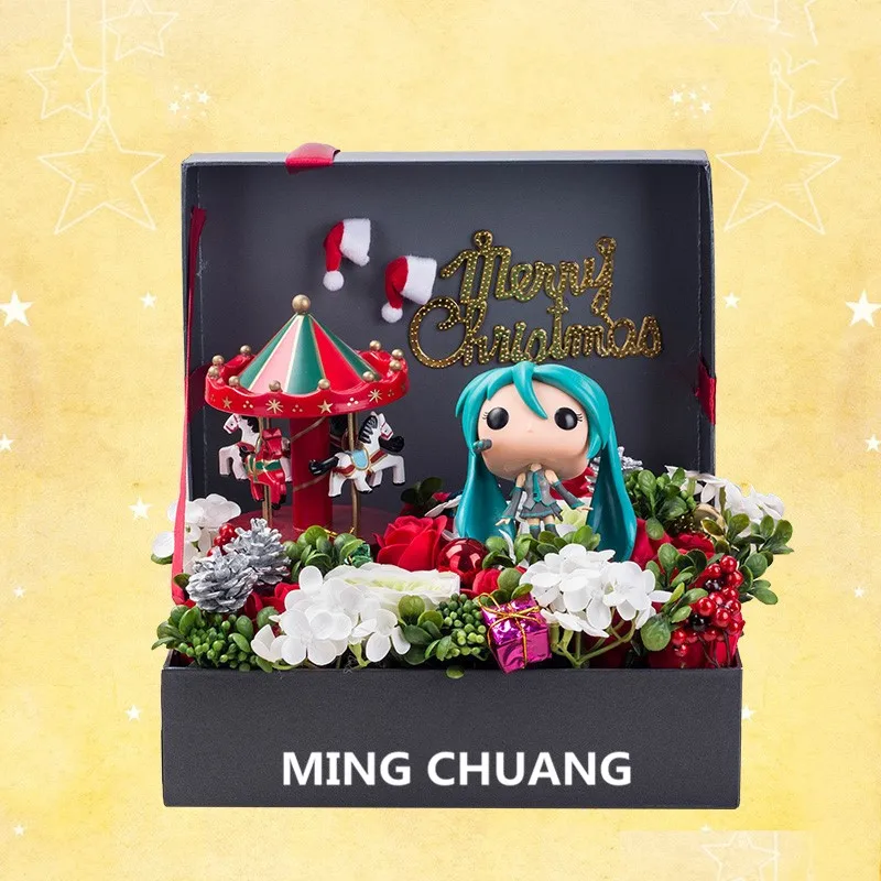 

Hatsune Miku With LED Light Music Box Merry-Go-Round With LED Light Christmas Present Action Figure Collectible Model Toy D768