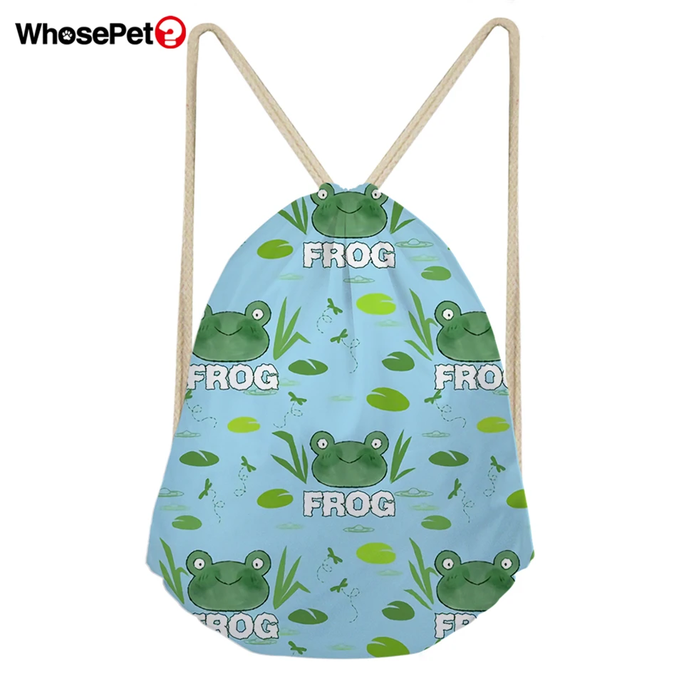 WHOSEPET для женщин Drawstring Сумки Симпатичные Лягушка Прохладный свинья печати плеча