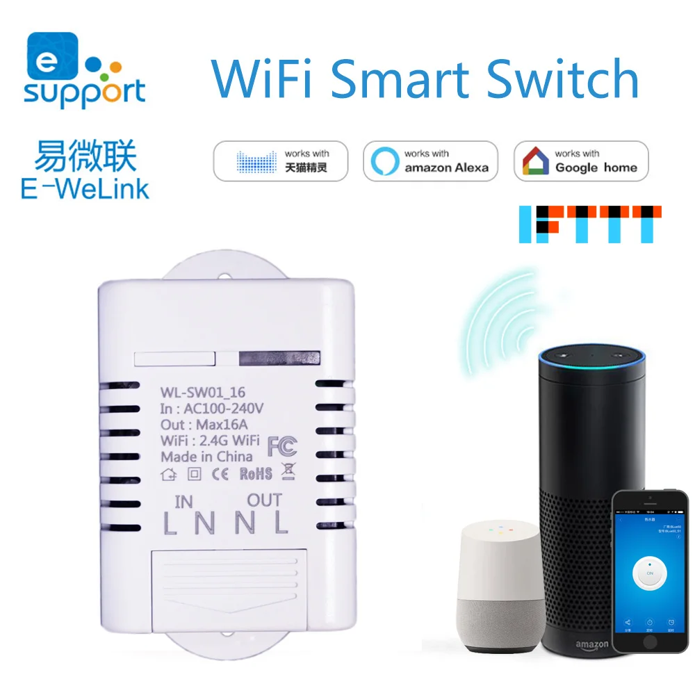 

Smart WiFi Light Switch Remote Control Time Lamp Retrofit 16A Switch Socket Apply To Googlehome Amazon ECHO Alexa IFTTT Control