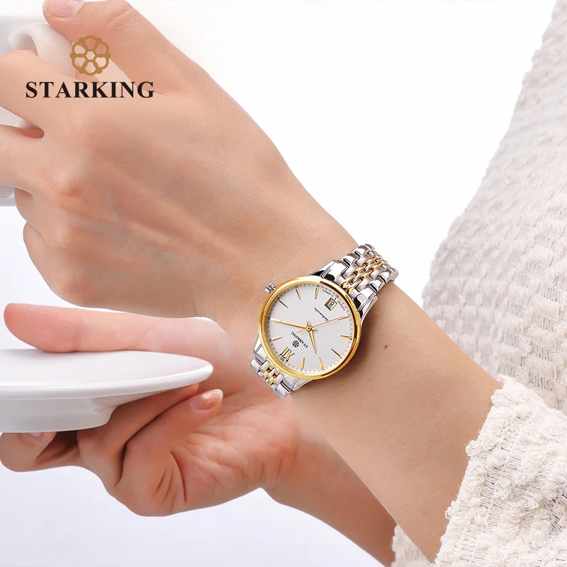 Najtaniej STARKING zegarki moda damska zegarek ze stali nierdzewnej automatyczne mechaniczne zegarki eleganckie kobiece złote panie zegarek