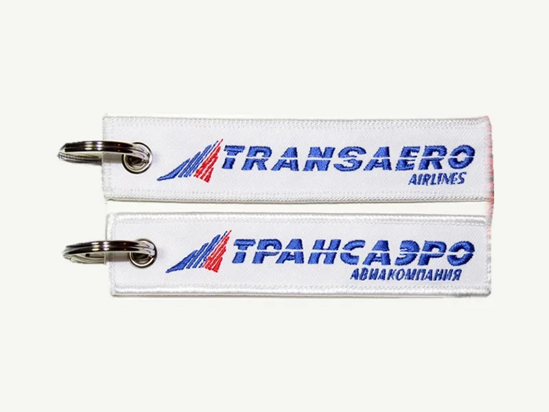 

Transaero Russian Charter Airline Keychain Keyring Russia Embroidery Aviation Keytag