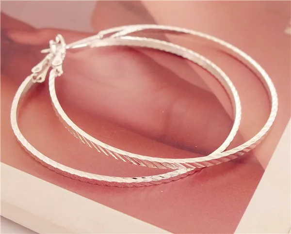 

SHUANGR 2016 High Quality Classic Design Silver Color Big Hoop Earrings for Women Party Trendy Jewelry Wholesale