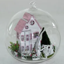 G012 вилла миниатюрный кукольный домик diy стеклянный шар деревянная кукла игрушечные домики модель строительные наборы замок