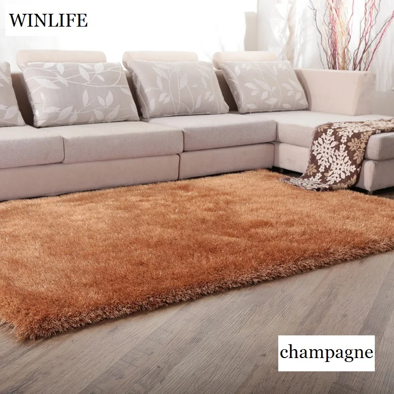 WINLIFE одноцветные лохматые ковры, европейский стиль, декоративные мягкие ковры, изящные Противоскользящие коврики для гостиной/спальни/отеля - Цвет: champagne