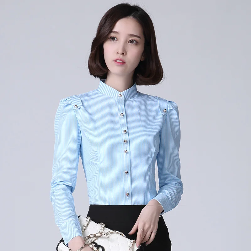 Las mujeres blusas 2019 nueva moda Primavera Oficina dama manga larga cuello camisas formales de gasa básica Tops Ropa de Mujer