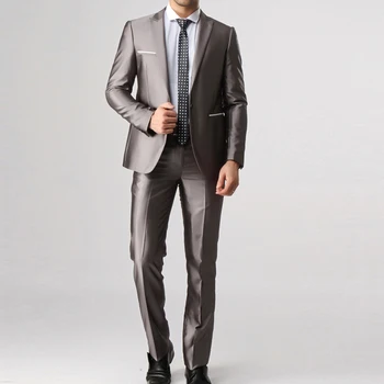 

Wedding Suits for Men Business Style Suit Casual Mens Blazers 2 Pieces (Jacket+Pants) Grey/Dark Grey Single Breasted Men Suit