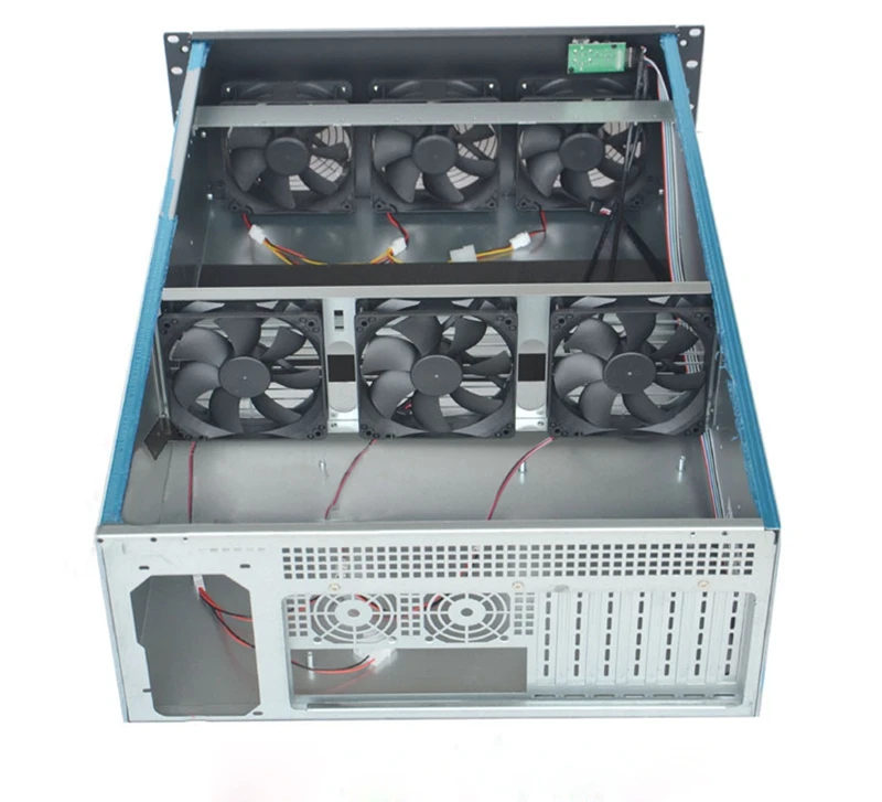 6 fans mining case frame crypto coin btc ethereum miner USB 6-8 gpu chassis aluminum sever rack mount GTX 1080TI 1070 P106