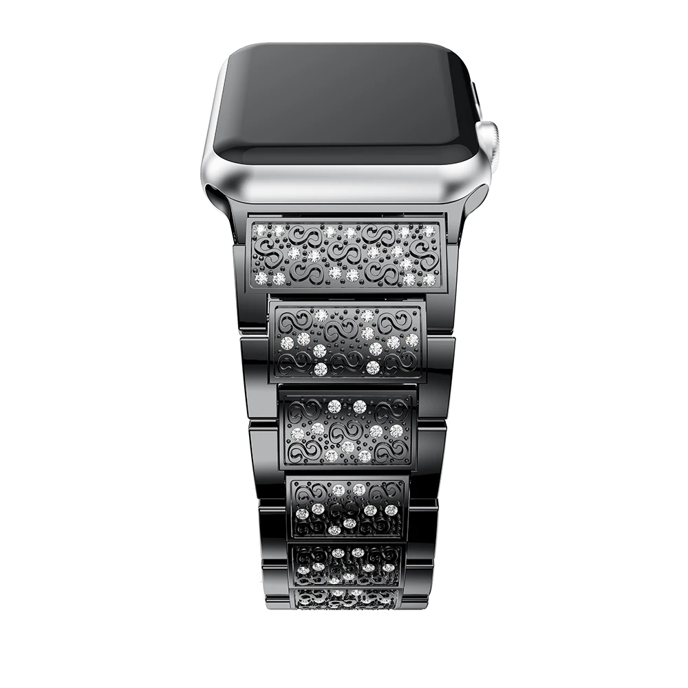 Роскошный ремешок для часов из нержавеющей стали для Apple Watch 38 мм 40 мм 42 мм 44 мм для Iwatch ремешок серии 1 2 3 4 браслет стразы