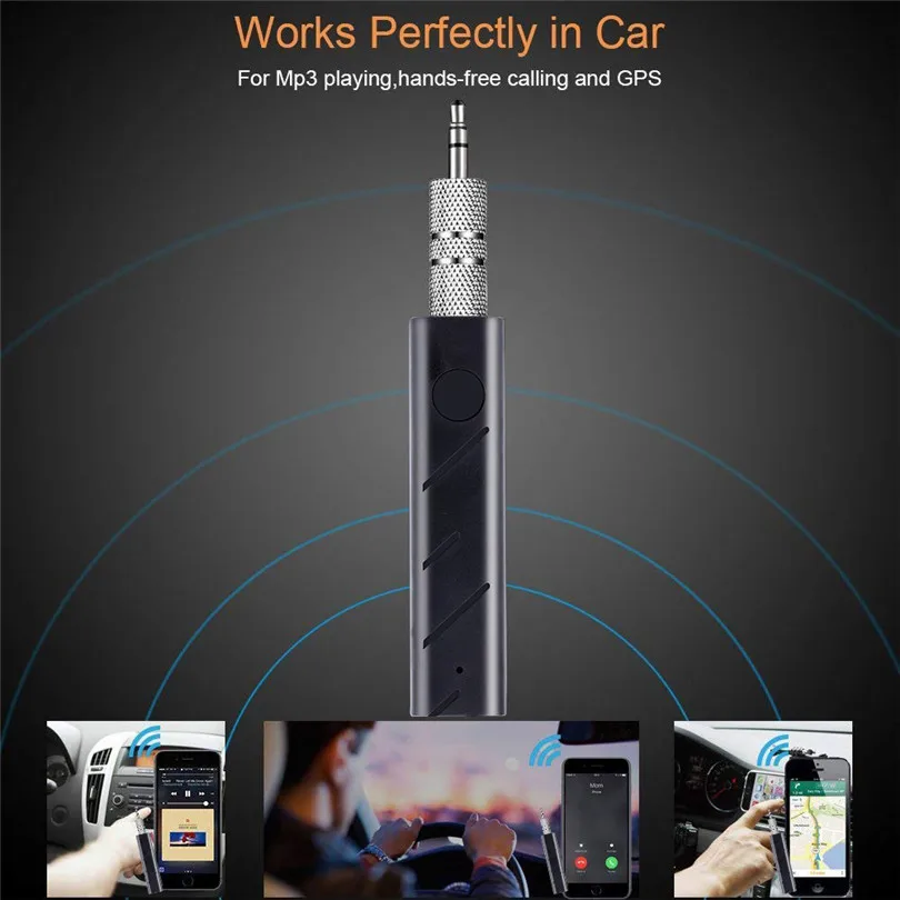 Mini Wireless Bluetooth Car Kit Hands free 3.5mm Jack AUX Audio Receiver Adapter AUX Conecter Built-in Battery 30NT08 (6)