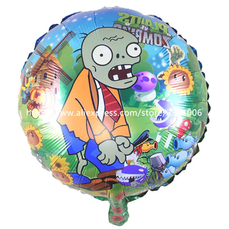

25pcs/lot 18 inch round Plants Vs Zombies foil balloons birthday decoration globos party supplies ballon helium for baby balloon