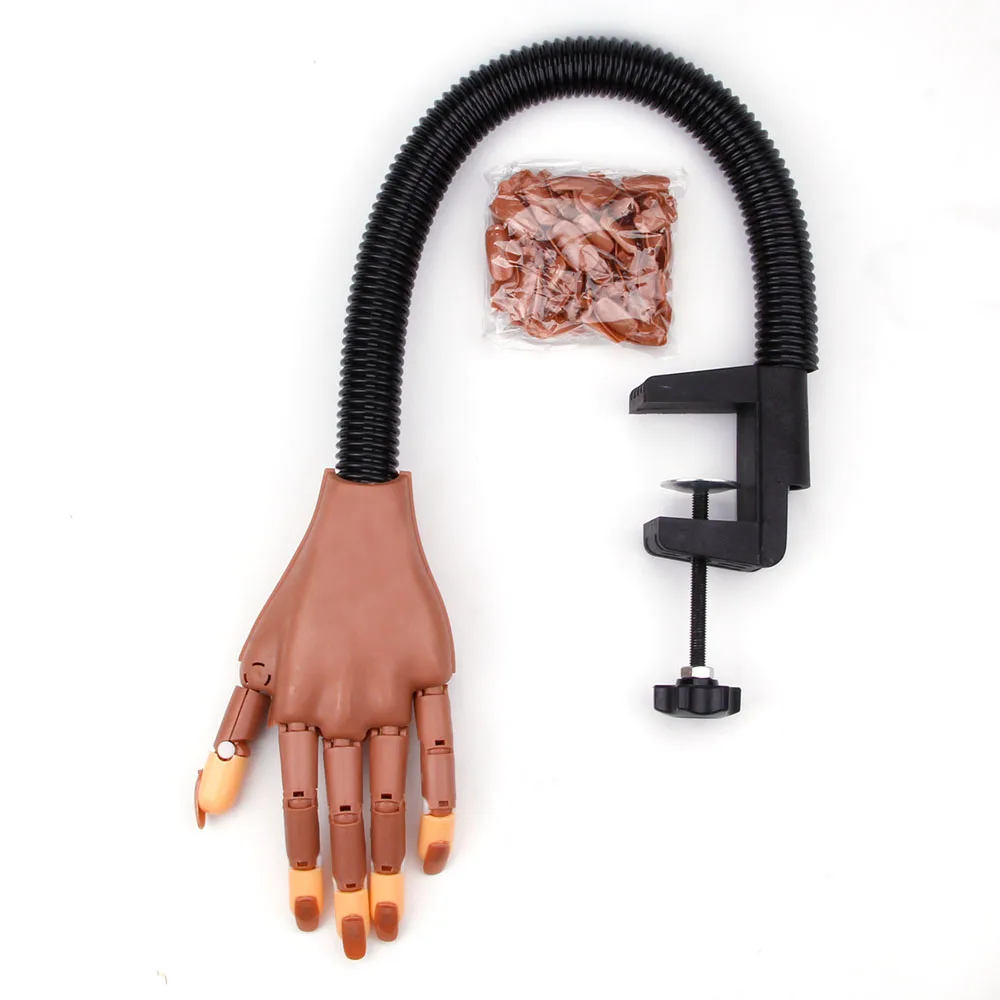 

Practice Hand + 100pcs Nail Tips Adjustable Nail Art False Fake Model Hand DIY Manicure Tool Nail Display Manicure Supply Makeup