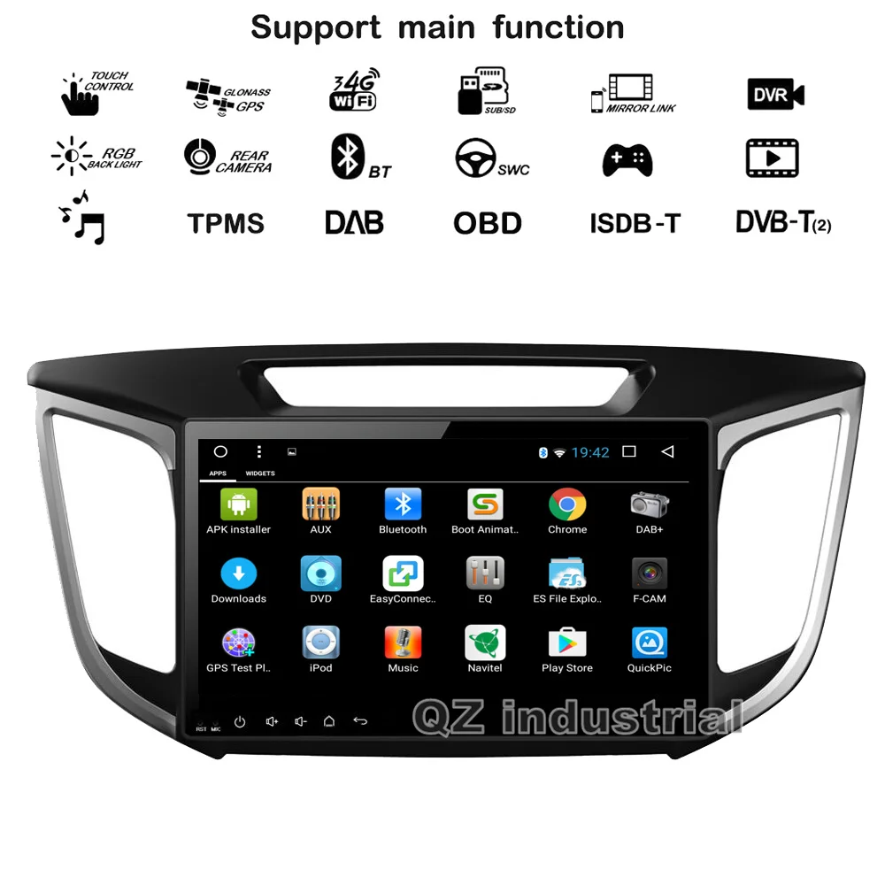 Clearance QZ industrial HD 10.1inch Android 8.1 T3 Car DVD Player For Hyundai Creta IX25 2014-2016 with 3G 4G WIFI Radio GPS Navi BT RDS 1