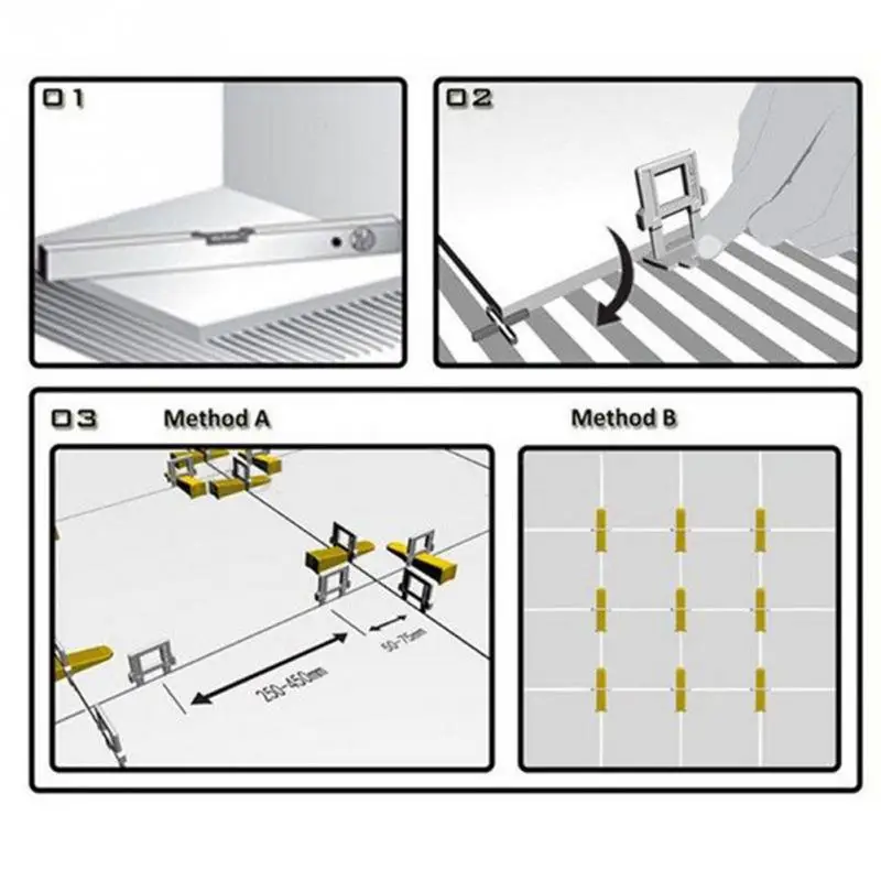 100 шт. система выравнивания плитки 50 клипс+ 50 клинок выравниватель плитки прокладки для плитки инструменты белый+ желтый
