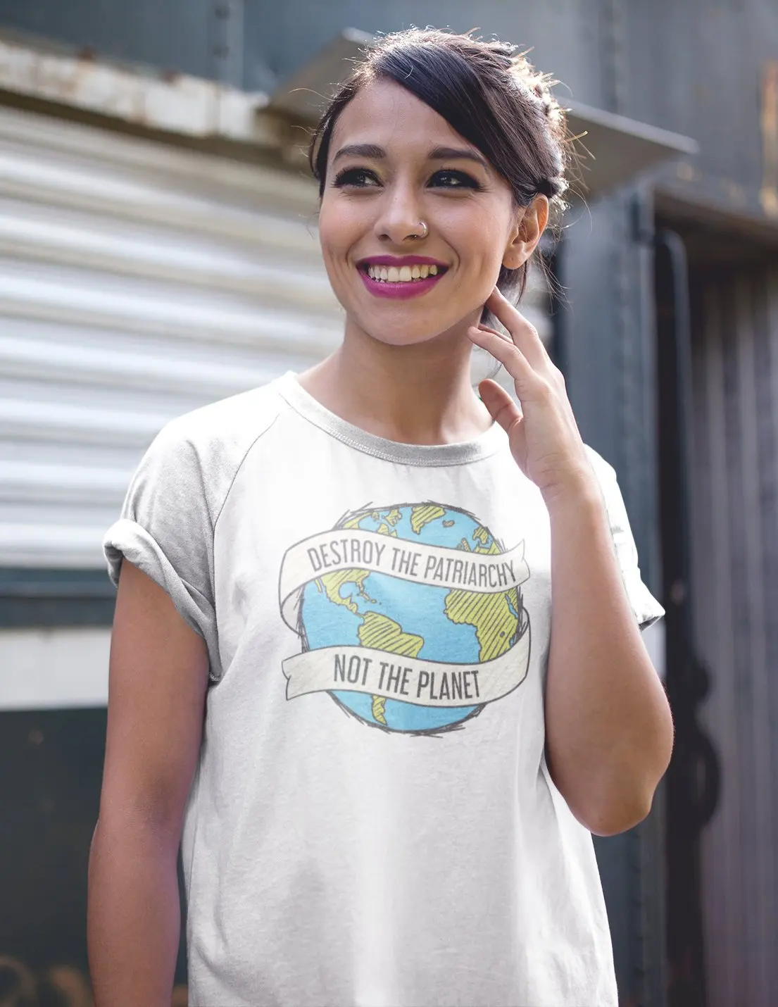 يدمر الأبوي لا الكوكب المرأة تي شيرت الرجعية النسوية المتناثرة قميص خمر تقاوم محب المعتاد السيدات المحملة