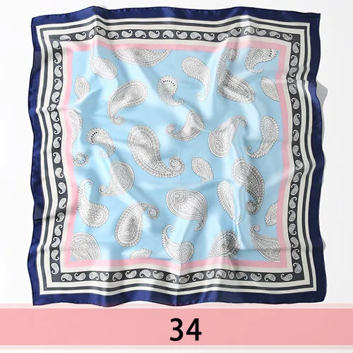 FURTALK 70*70 роскошный бренд женский Шелковый атласный шарф женский европейский стиль с принтом квадратные шарфы летние шали для дам AD059 - Цвет: color 34