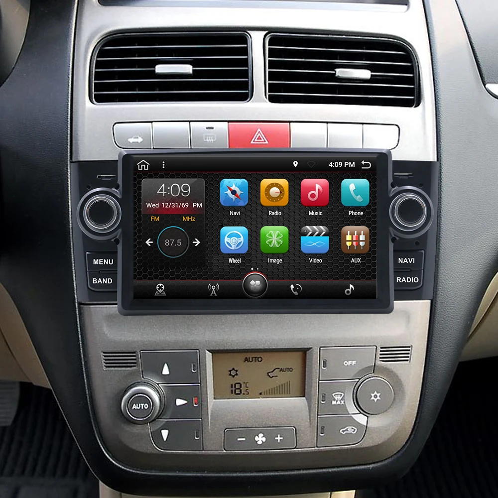 Perfect Eunavi  Car Multimedia player GPS Android 9.0 Car Radio 1 Din DVD For Fiat/Grande/Punto/Linea 2007-2012 Radio FM 2G+32G 1