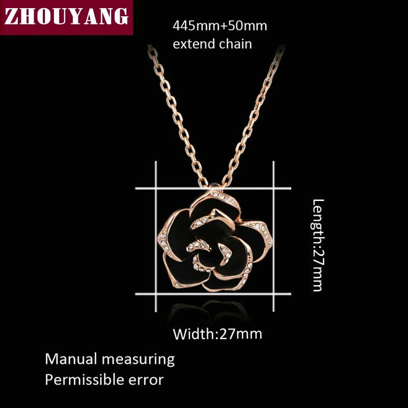 ZHOUYANG высокое качество ZYN021 большой черный розовое золото цвет кулон ожерелье