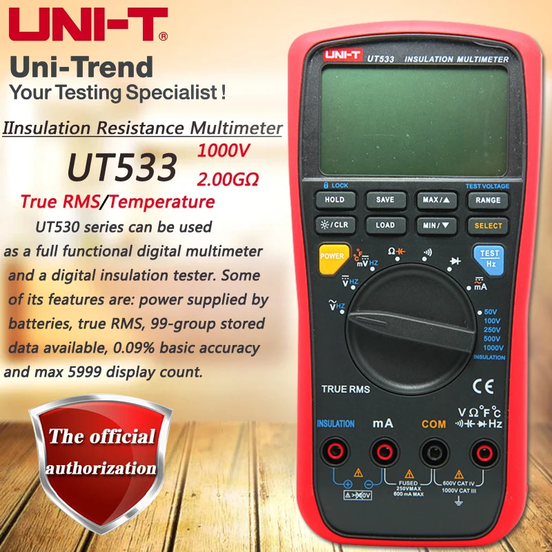 UNI T UT533 изоляционный Измеритель сопротивления 1000 В мегомметр