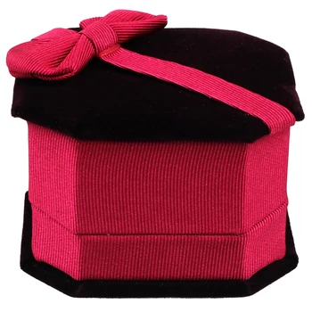 

Bowknot Velvet Rectangle Jewellery Ring Gifts Box Case Wedding Magenta