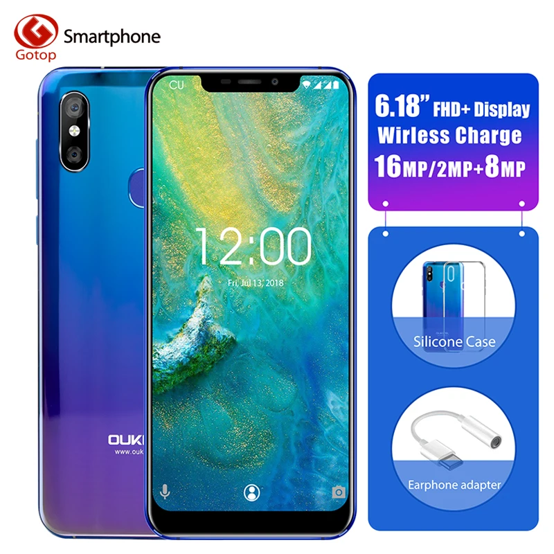 

OUKITEL U23 Wireless Charge Face ID 6.18" Notch Display 6G 64G Android 8.1 Mobile Phone MTK6763T Helio P23 Octa Core Smartphone