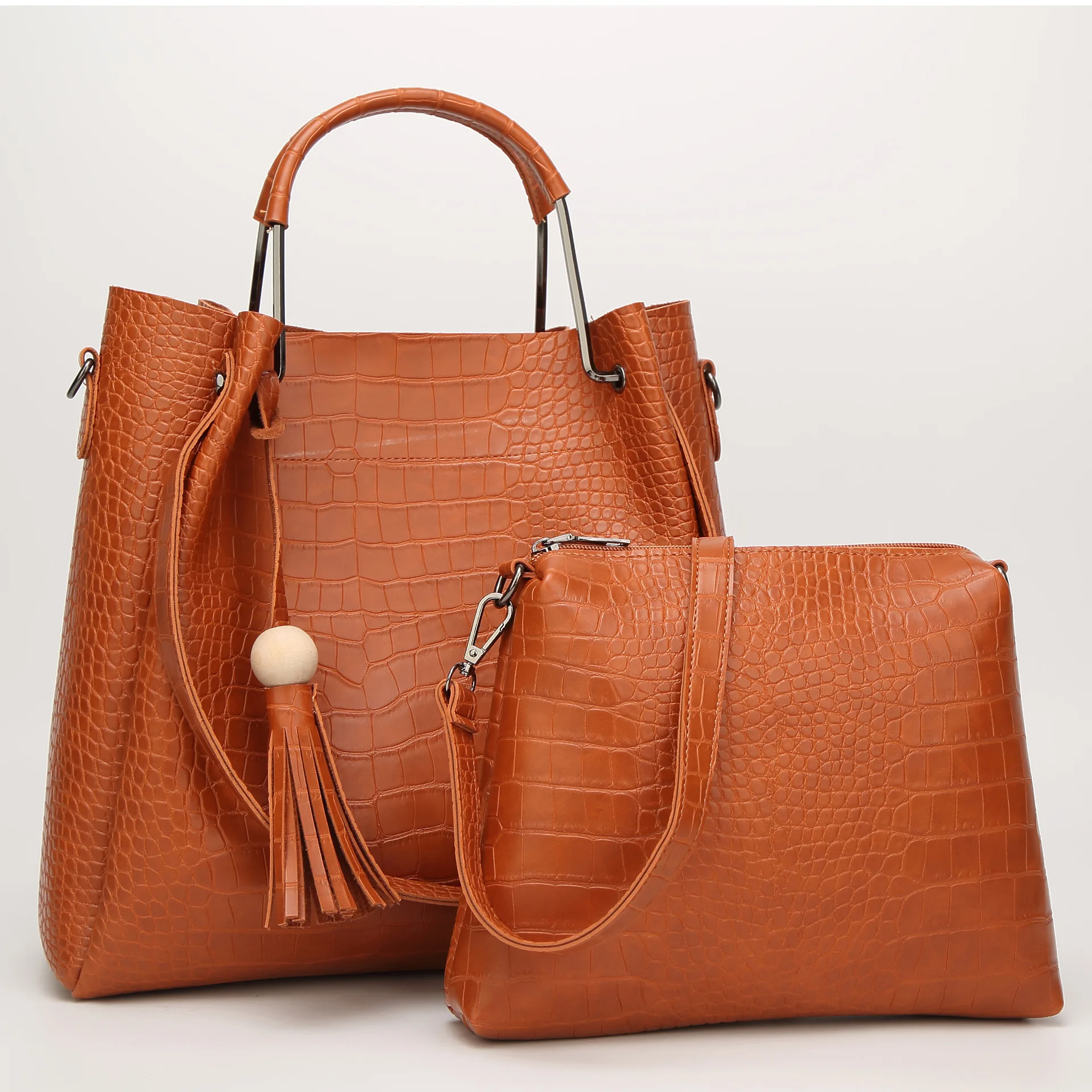 

JIULIN 2019Hot mother bucket bag single shoulder oblique slant hand hand female bag crocodile pattern mother bag