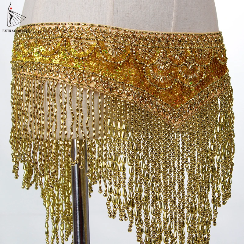 2016 Women Bellydance Clothes Eastern Style Beaded Top and Belt 2pcs Set Costumes for Belly Dance Bra Costume with Necklace