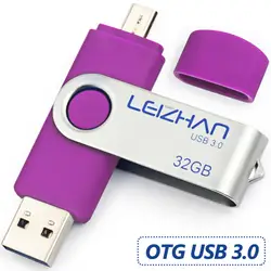 LEIZHAN USB флешка 3,0 Ручка-накопитель 64 ГБ флешки 32 ГБ Micro USB Stick телефона Android накопитель 16 ГБ флэш-накопитель 8 ГБ USB ключ