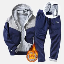 Autumn Tracksuit Men Warm Fleece Hooded Sweatshirts Winter Thick Hoodies Man Fashion Inner Fleece 2PC Pant Male chandal hombre Autumn Tracksuit Men Warm Fleece Hooded Sweatshirts Winter Thick Hoodies Man Fashion Inner Fleece 2PC Pant Male chandal hombre