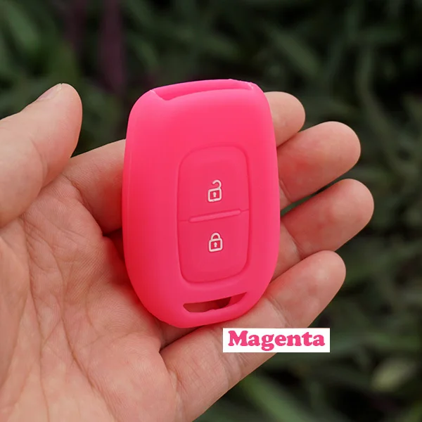 Силиконовый чехол для ключей Крышка для Renault scenic master megane duster logan clio captur laguna fluence дистанционно Защищенный - Название цвета: Magenta