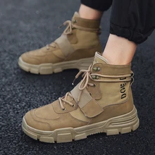 Мужские ботинки в стиле милитари; повседневные мужские ботинки в байкерском стиле; повседневная обувь по щиколотку; высококачественные зимние ботинки; мужские зимние ботинки на меху; Цвет Черный; Брендовая обувь