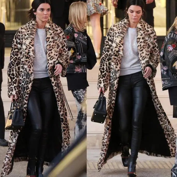 Зимнее женское пальто из искусственного меха, корейское модное длинное пальто с леопардовым принтом, уличная одежда из овечьей шерсти, плюшевое пальто, теплая одежда оверсайз D12