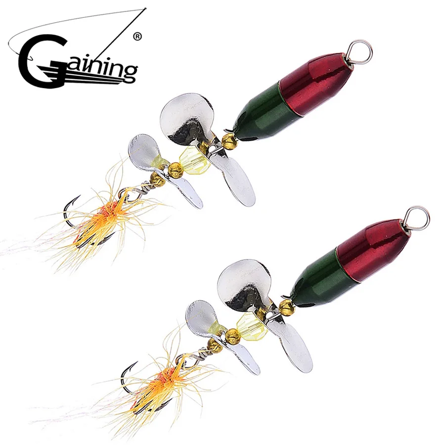2pcs j Fishing Lure Spinnerbait ,Bass Trout Salmon Hard Metal Spinner Baits Kit