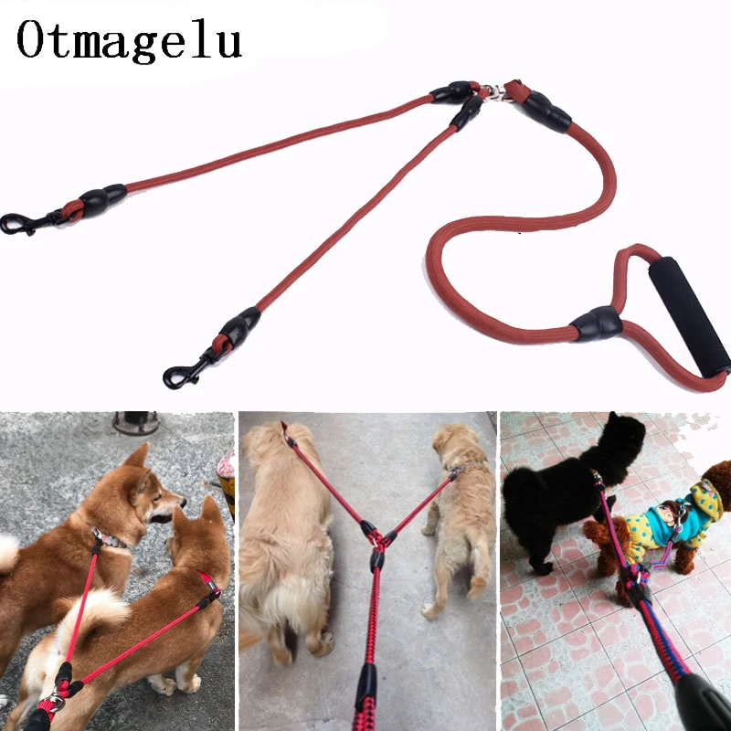 Dog Double Leashes Necktie Collar Dog Accessory Safety Rope Seat Belt For Puppy Harness Dog Training Leashes Set Pet Accessories