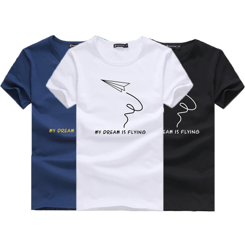 New Fashion Short T-Shirt Creative Paper Airplane Men Clothing Cotton Comfortable Male T-shirt Print T-Shirt Men Clothing