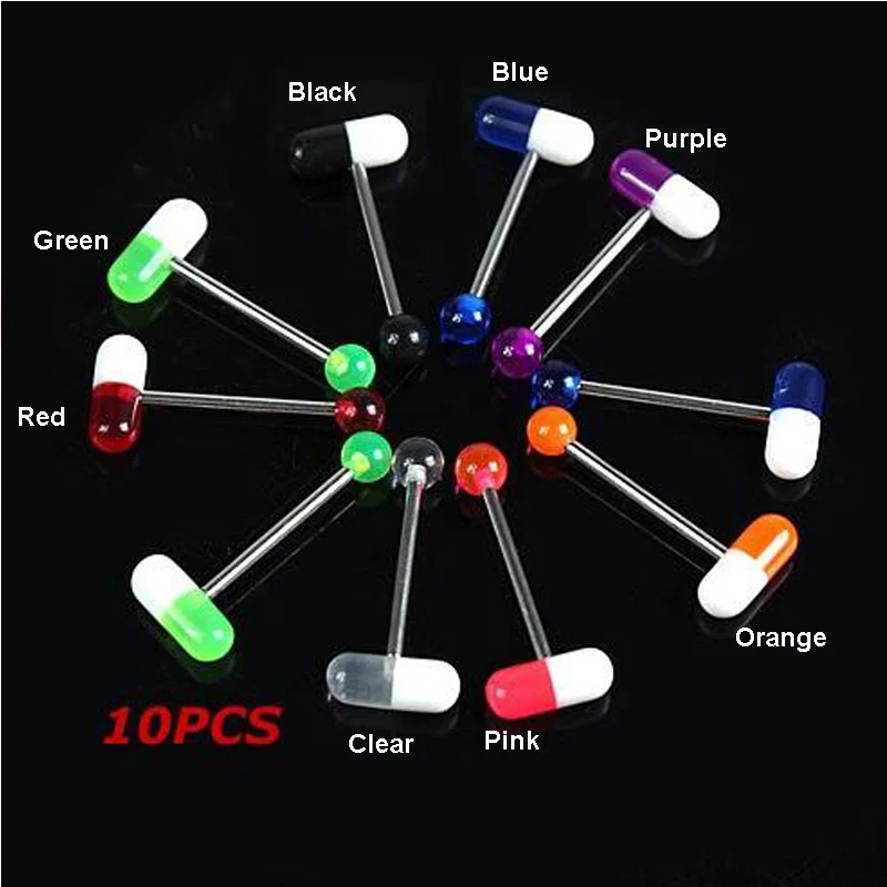 1 Piece Unique Capsule Pills Design Acrylic Tragus Piercing 1.4*19mm Surgical Stainless Steel Body Piercing Tongue Rings - Image 5