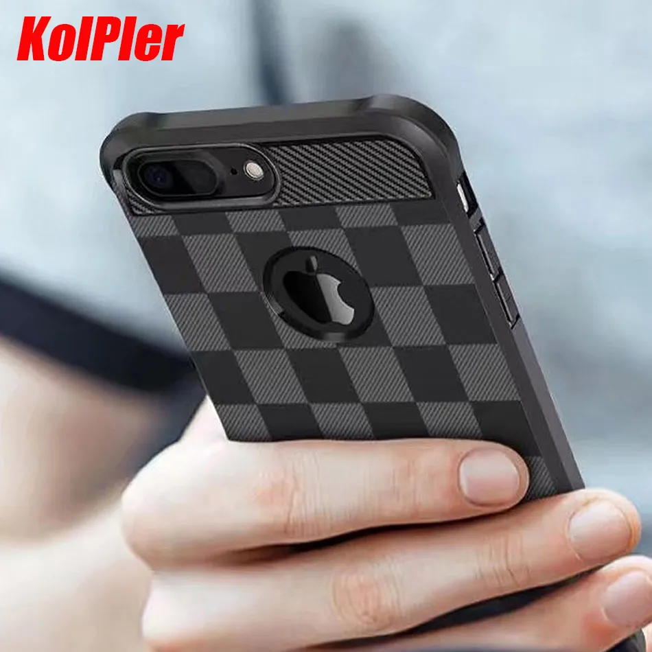 

KOLPLER case for iPhone 7 plus case Skin Anti-Knock Texture soft TPU Silicone bumper on Back cover for iPhone 7 7 Plus Case Capa