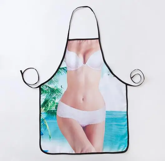 

FREE SHIPPING Sexy Cooking Apron Funny Novelty Party Apron bikini Men Women Lovely Kitchen Cooking Apron