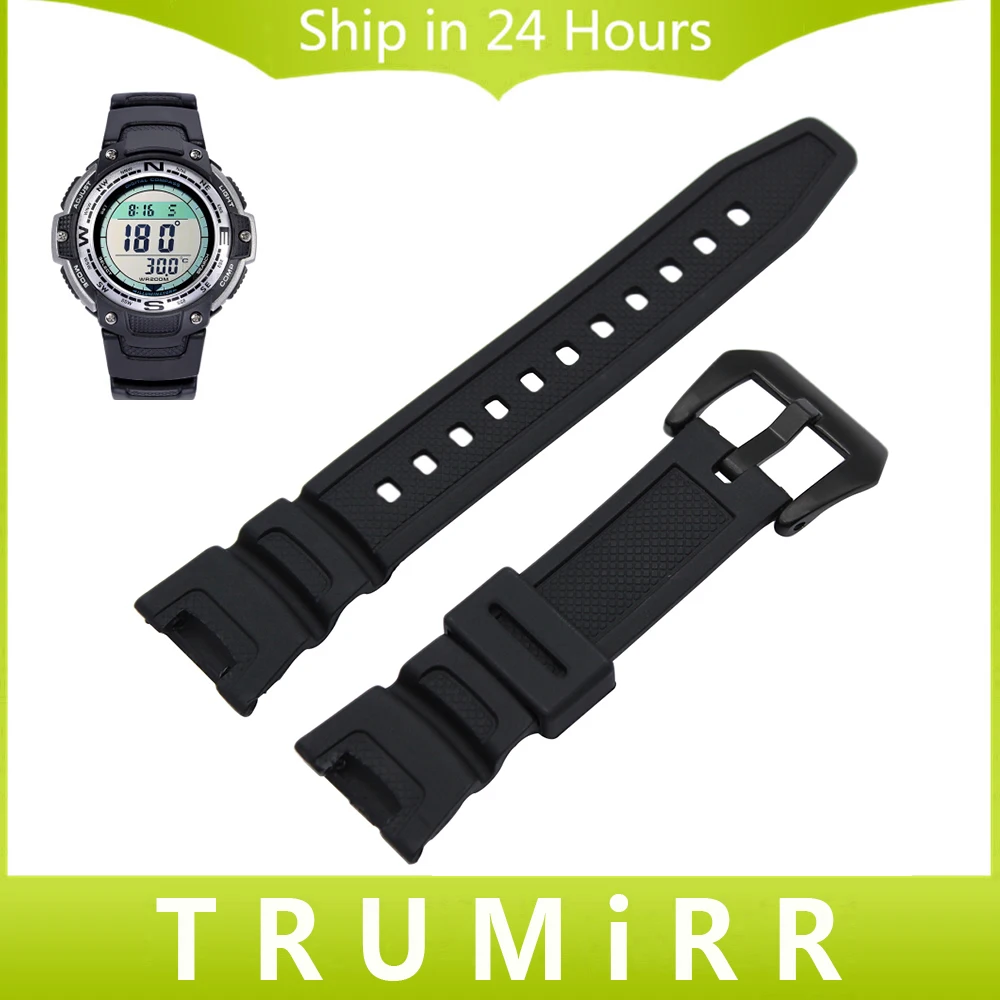 Black Silicone Rubber Watchband for Casio SGW 100 Sports Waterproof Watch Band Soft Wrist Strap Stainless